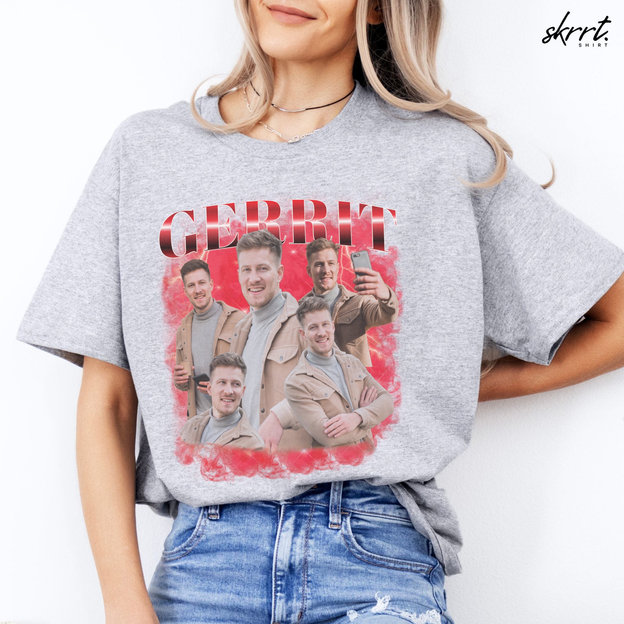 Gepersonaliseerde Cadeau - Vriend/ Man Foto T-shirt - Grappige 90s Bootleg Shirt