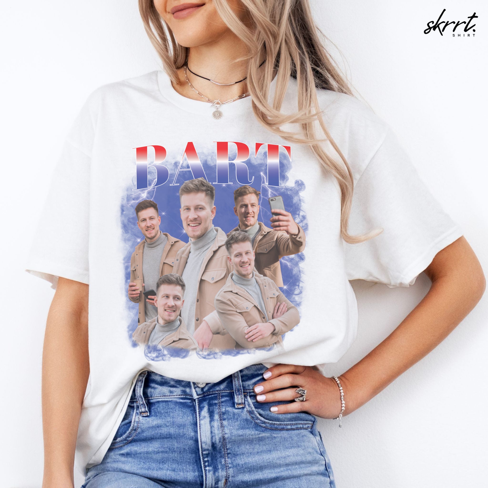 Gepersonaliseerde Cadeau - Vriend/ Man Foto T-shirt - Grappige 90s Bootleg Shirt