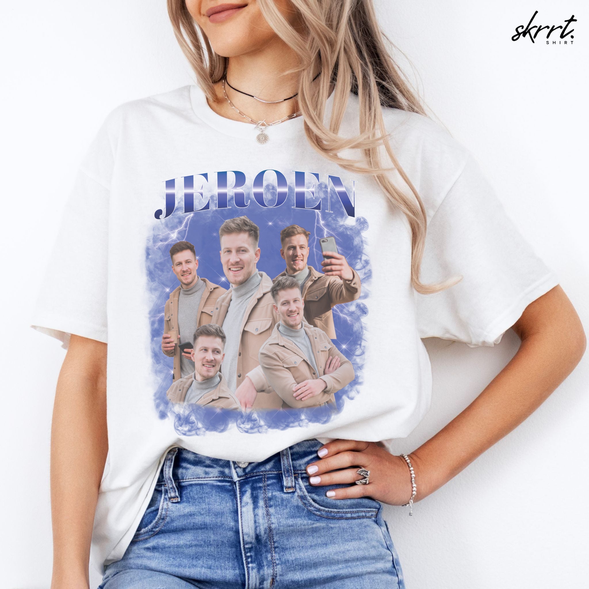 Gepersonaliseerde Cadeau - Vriend/ Man Foto T-shirt - Grappige 90s Bootleg Shirt