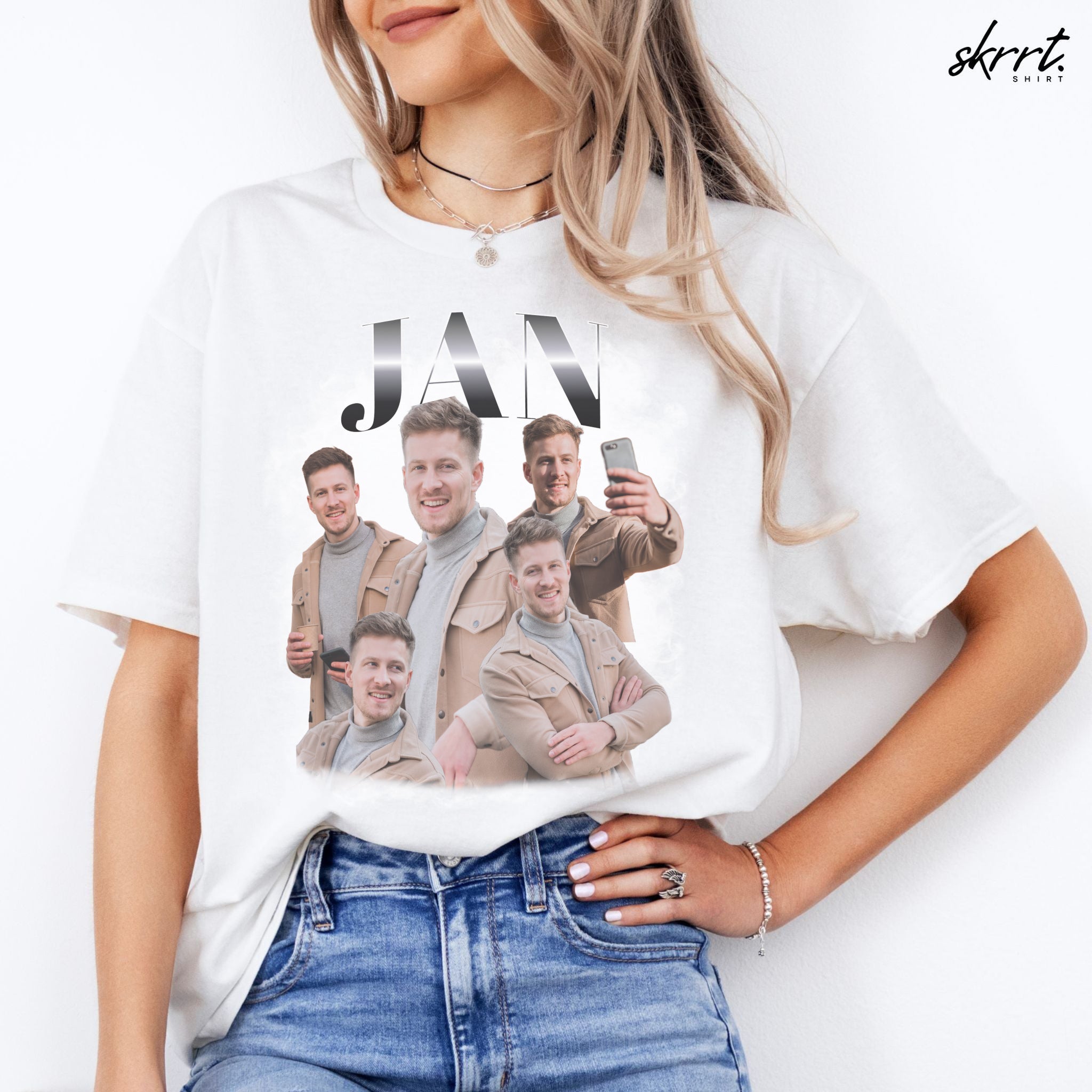 Gepersonaliseerde Cadeau - Vriend/ Man Foto T-shirt - Grappige 90s Bootleg Shirt