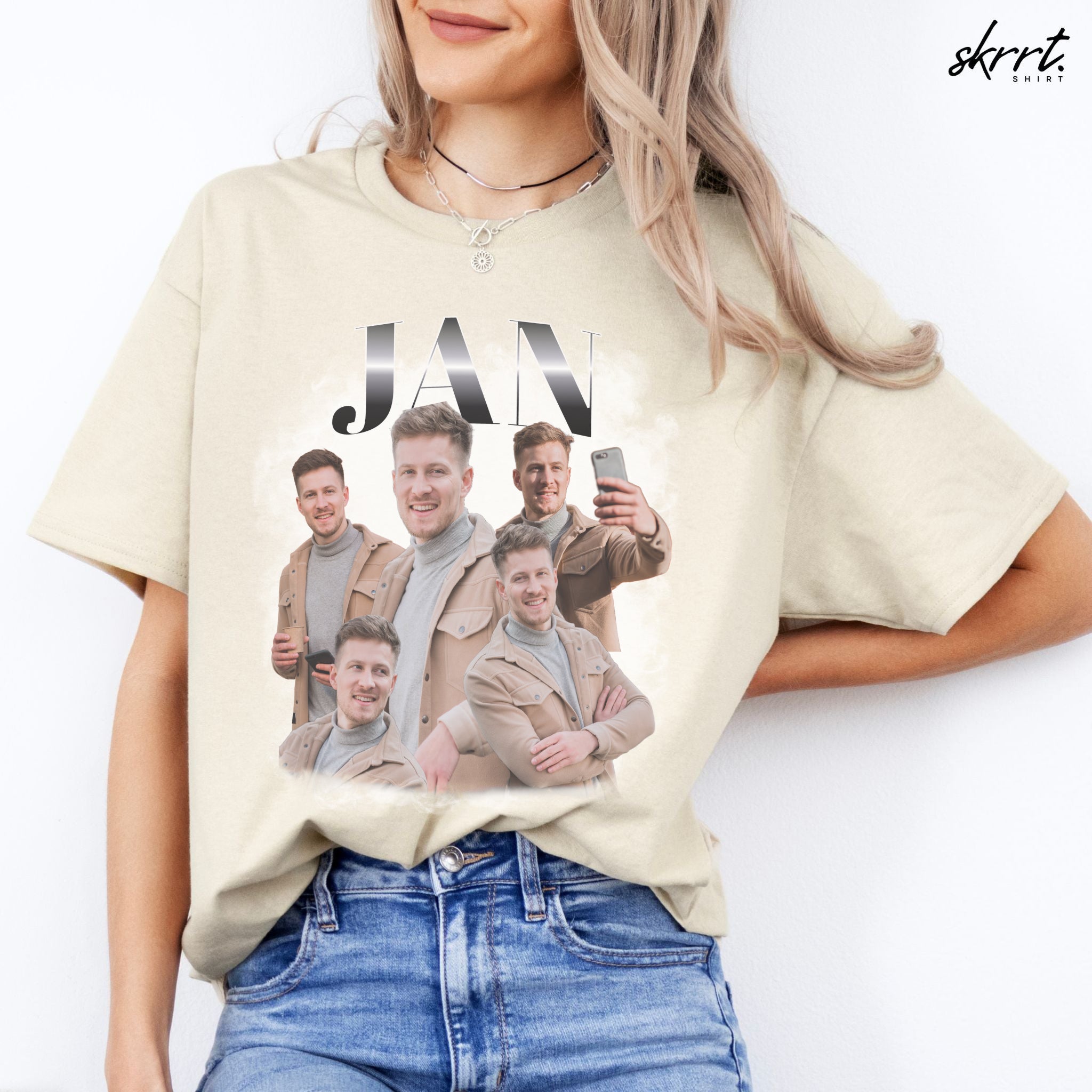 Gepersonaliseerde Cadeau - Vriend/ Man Foto T-shirt - Grappige 90s Bootleg Shirt