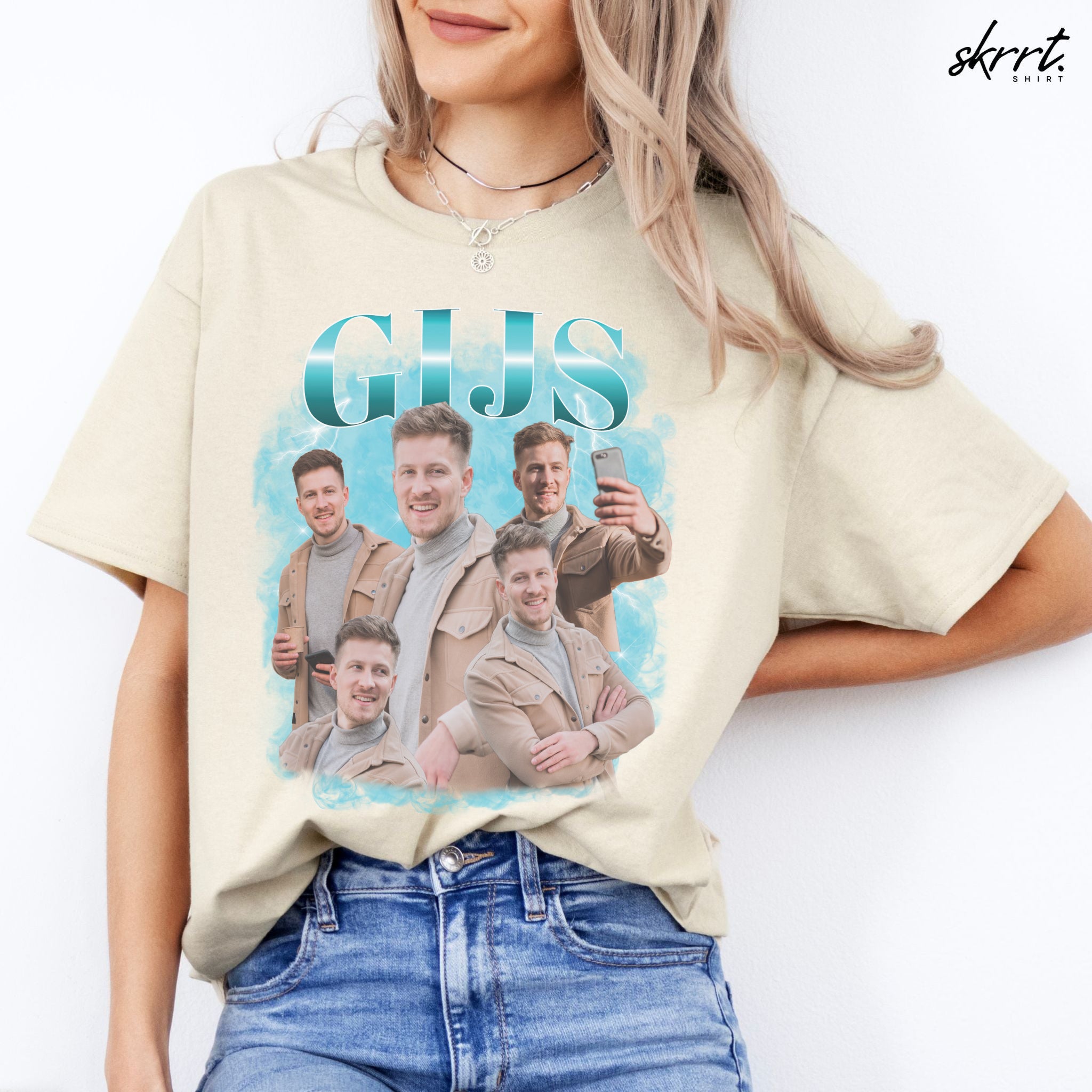 Gepersonaliseerde Cadeau - Vriend/ Man Foto T-shirt - Grappige 90s Bootleg Shirt