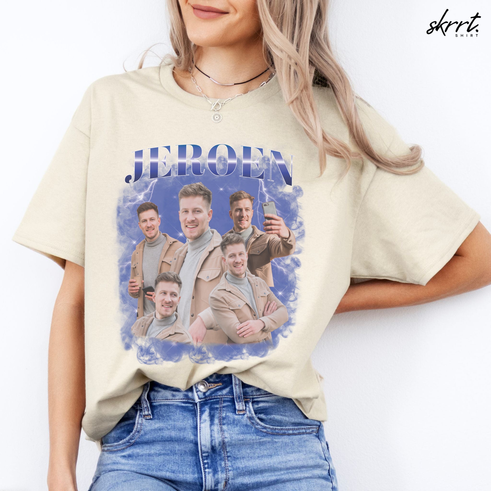 Gepersonaliseerde Cadeau - Vriend/ Man Foto T-shirt - Grappige 90s Bootleg Shirt