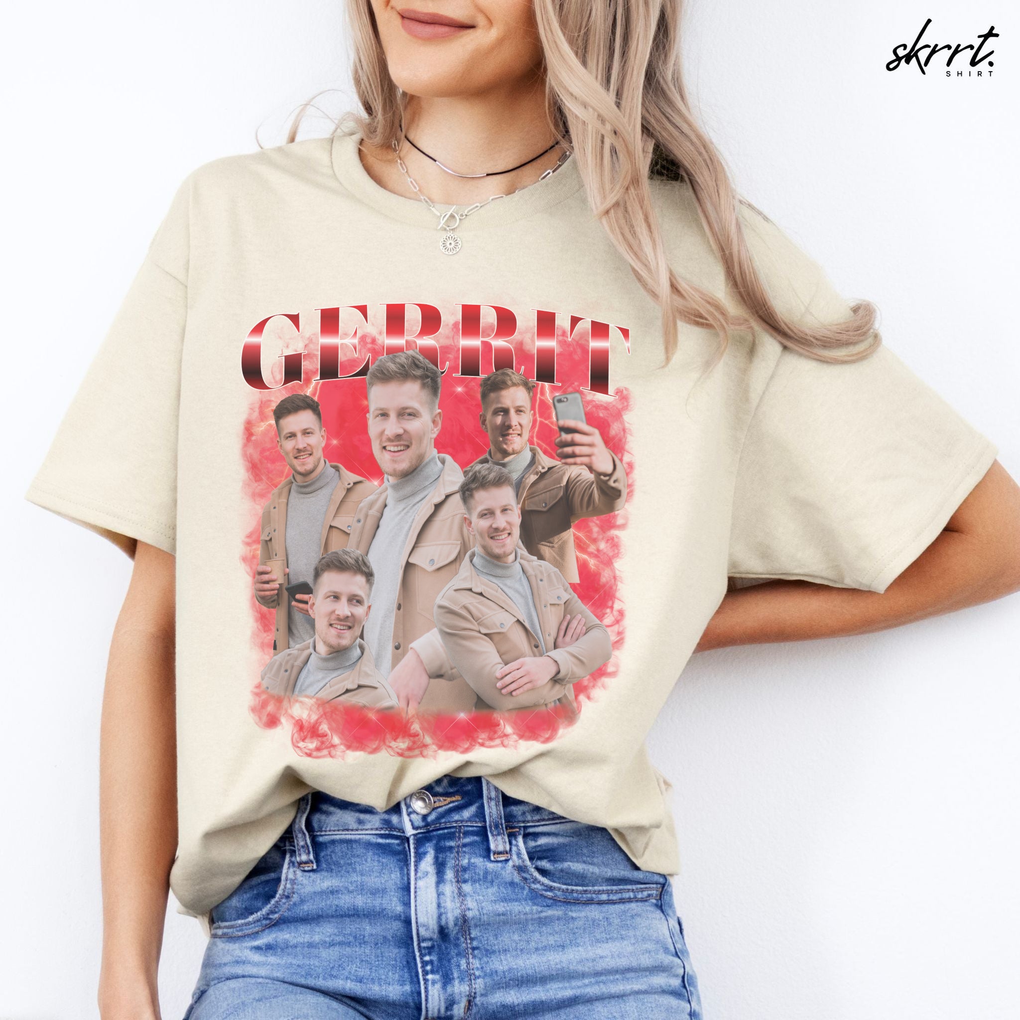 Gepersonaliseerde Cadeau - Vriend/ Man Foto T-shirt - Grappige 90s Bootleg Shirt