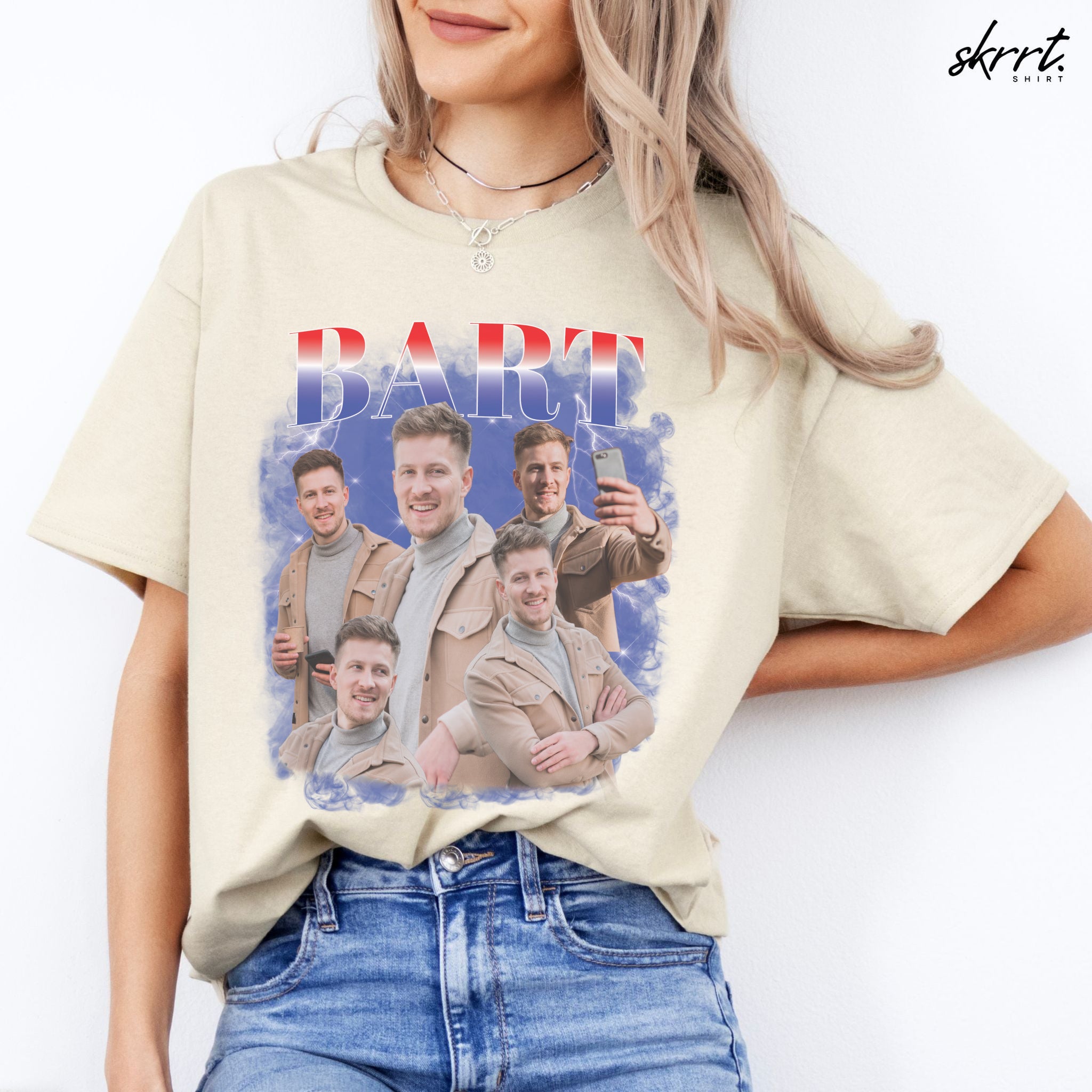 Gepersonaliseerde Cadeau - Vriend/ Man Foto T-shirt - Grappige 90s Bootleg Shirt
