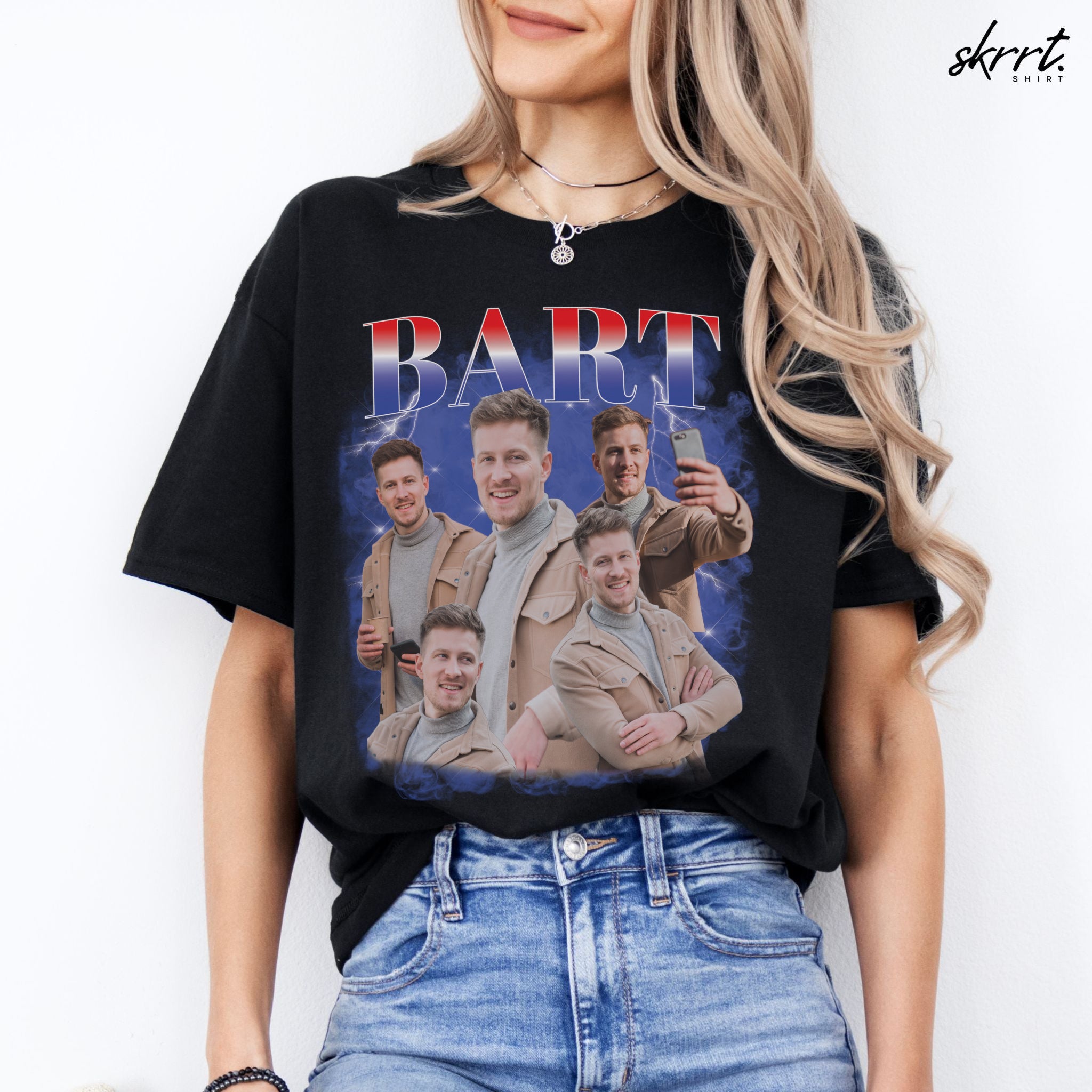 Gepersonaliseerde Cadeau - Vriend/ Man Foto T-shirt - Grappige 90s Bootleg Shirt