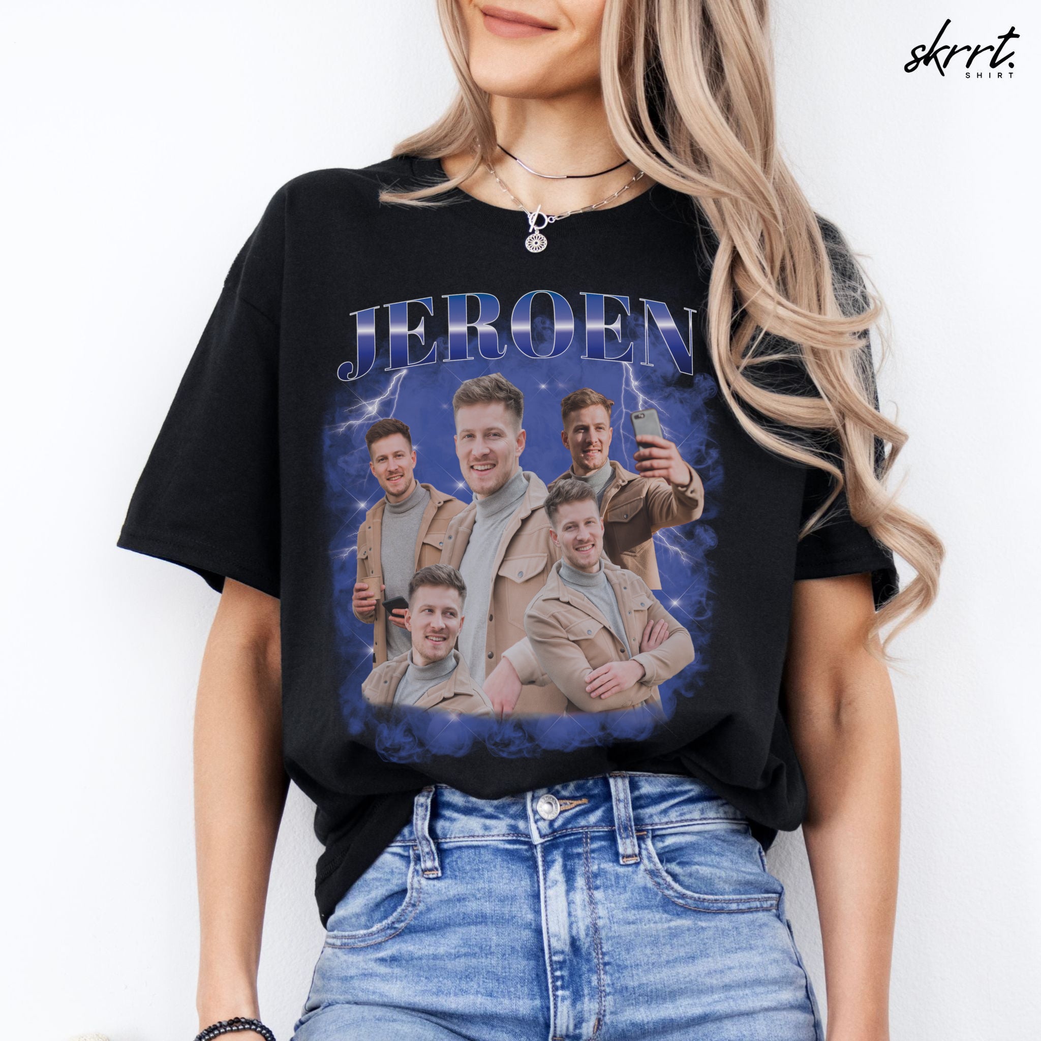 Gepersonaliseerde Cadeau - Vriend/ Man Foto T-shirt - Grappige 90s Bootleg Shirt