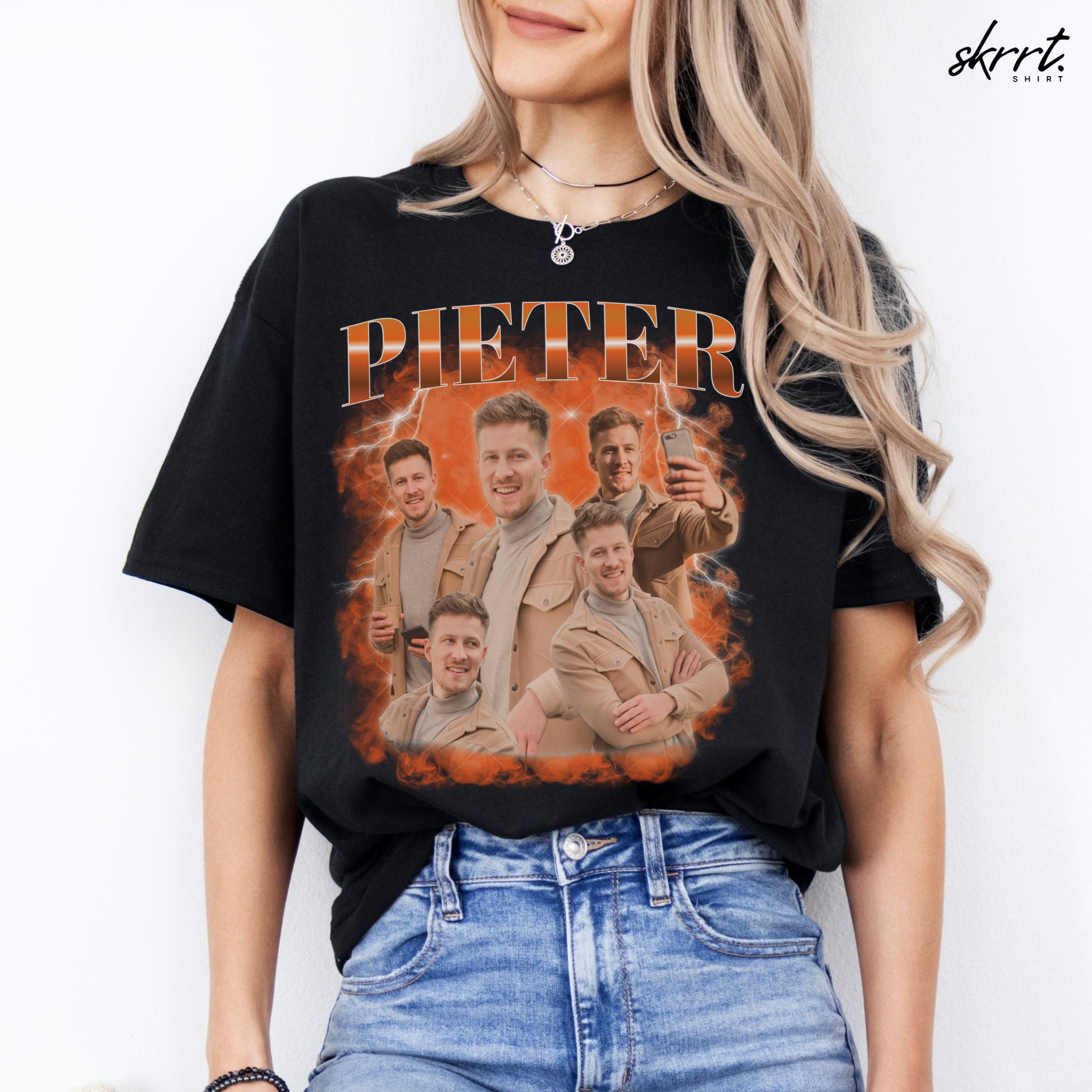 Gepersonaliseerde Cadeau - Vriend/ Man Foto T-shirt - Grappige 90s Bootleg Shirt