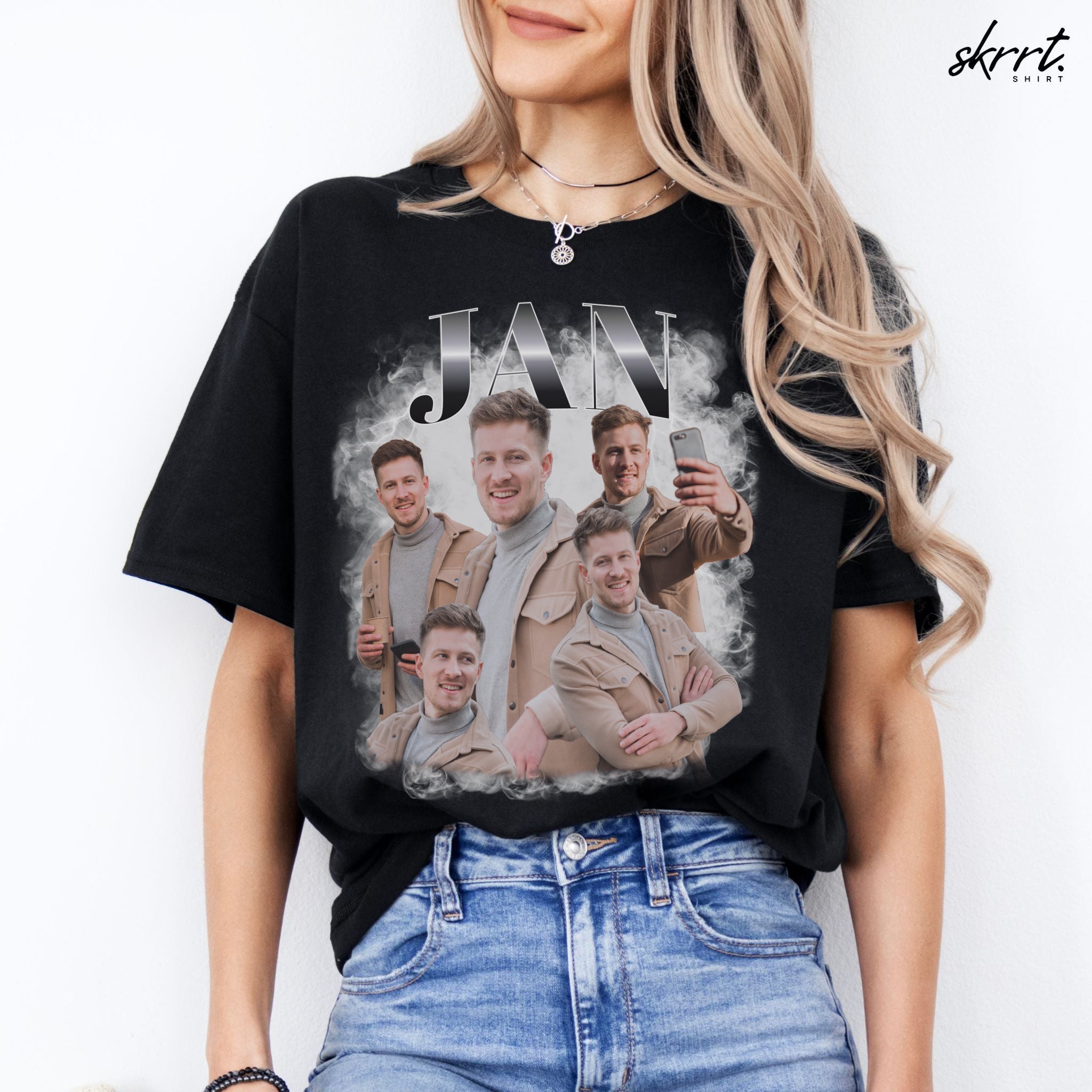 Gepersonaliseerde Cadeau - Vriend/ Man Foto T-shirt - Grappige 90s Bootleg Shirt