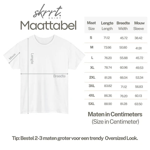 Maattabel - T-shirts