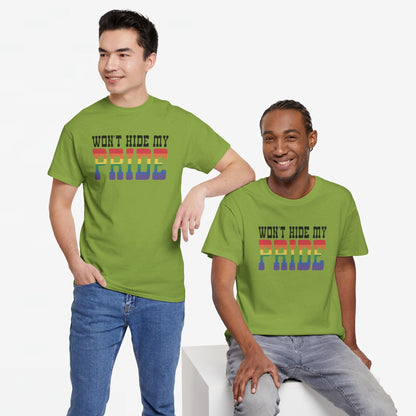 Gay Pride T-shirt - Won't Hide My Pride (zwarte tekst) - Oversized #27