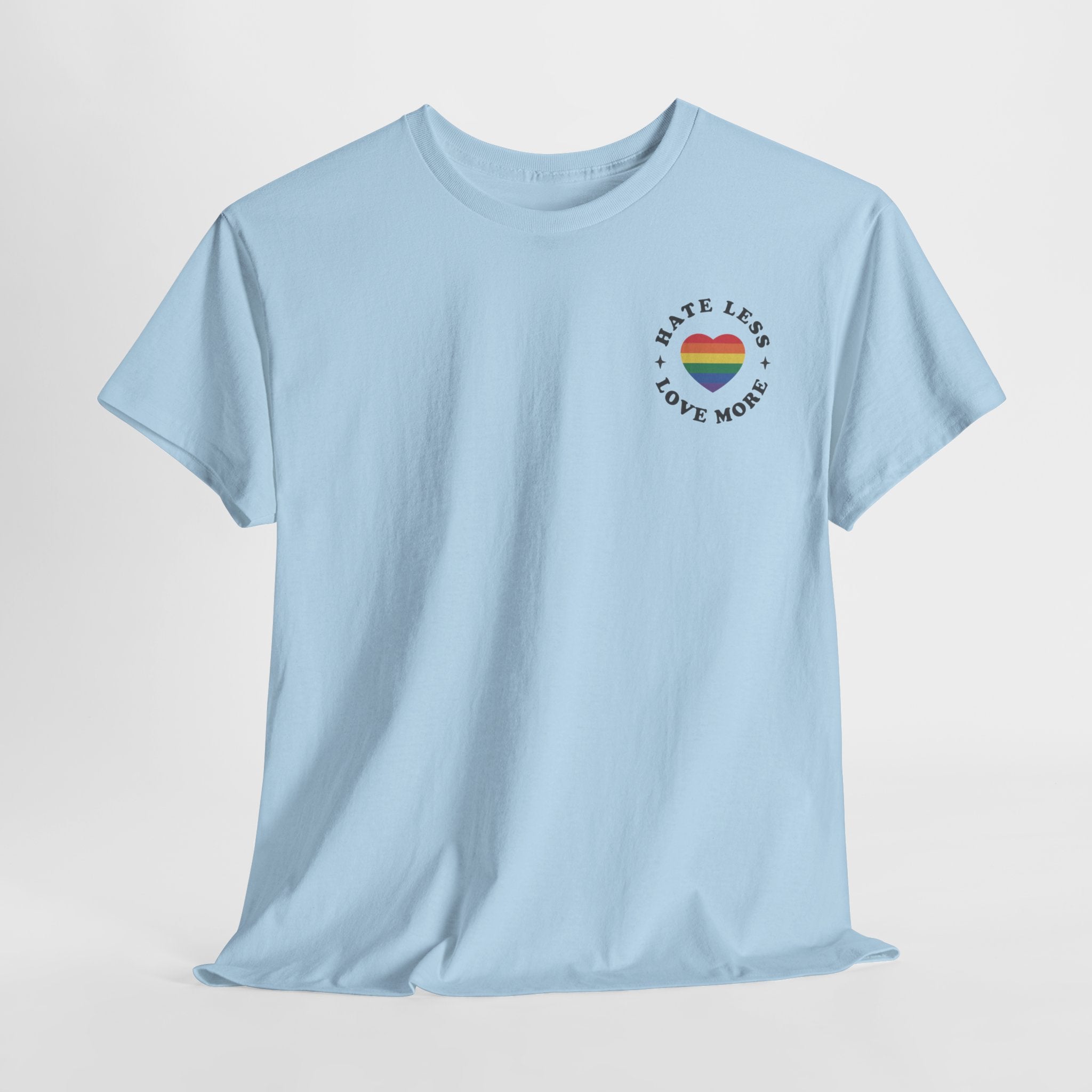 Gay Pride T-shirt - Hate Less Love More - Back Print - Oversized #13