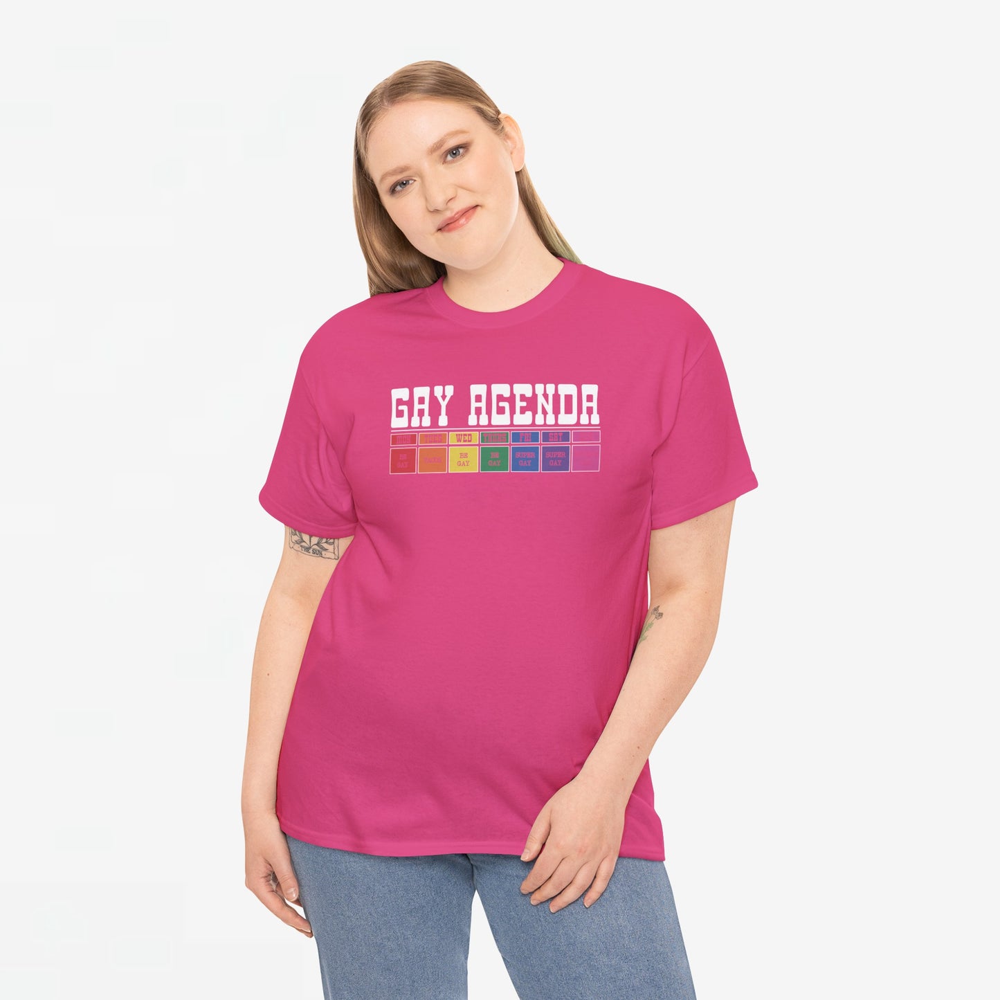 Gay Pride T-shirt - Gay Agenda (witte tekst) - Oversized #17