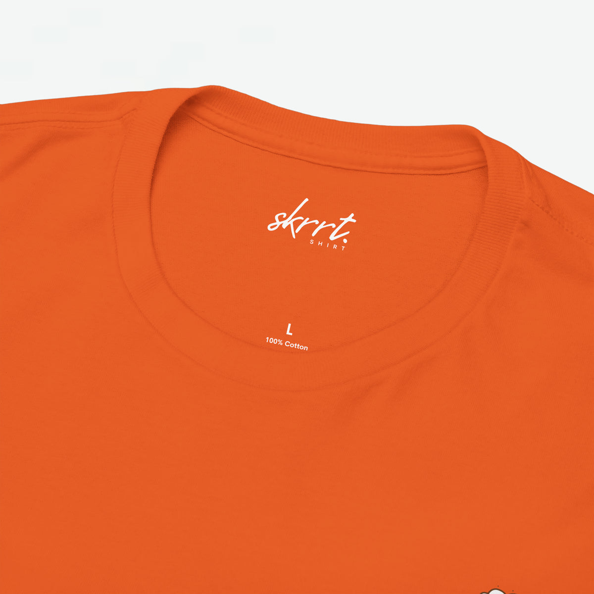 Oranje heren T-shirt hals met merkopdruk en 100% katoen label