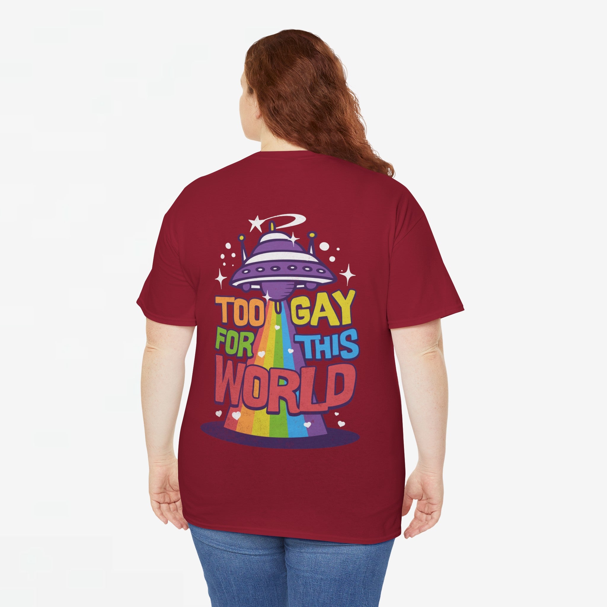 Gay Pride T-shirt - Too Gay For This World - Back Print - Oversized #55
