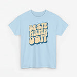 Lichtblauwe T-shirt met voorop gele tekstprint 'Beste Mama Ooit'