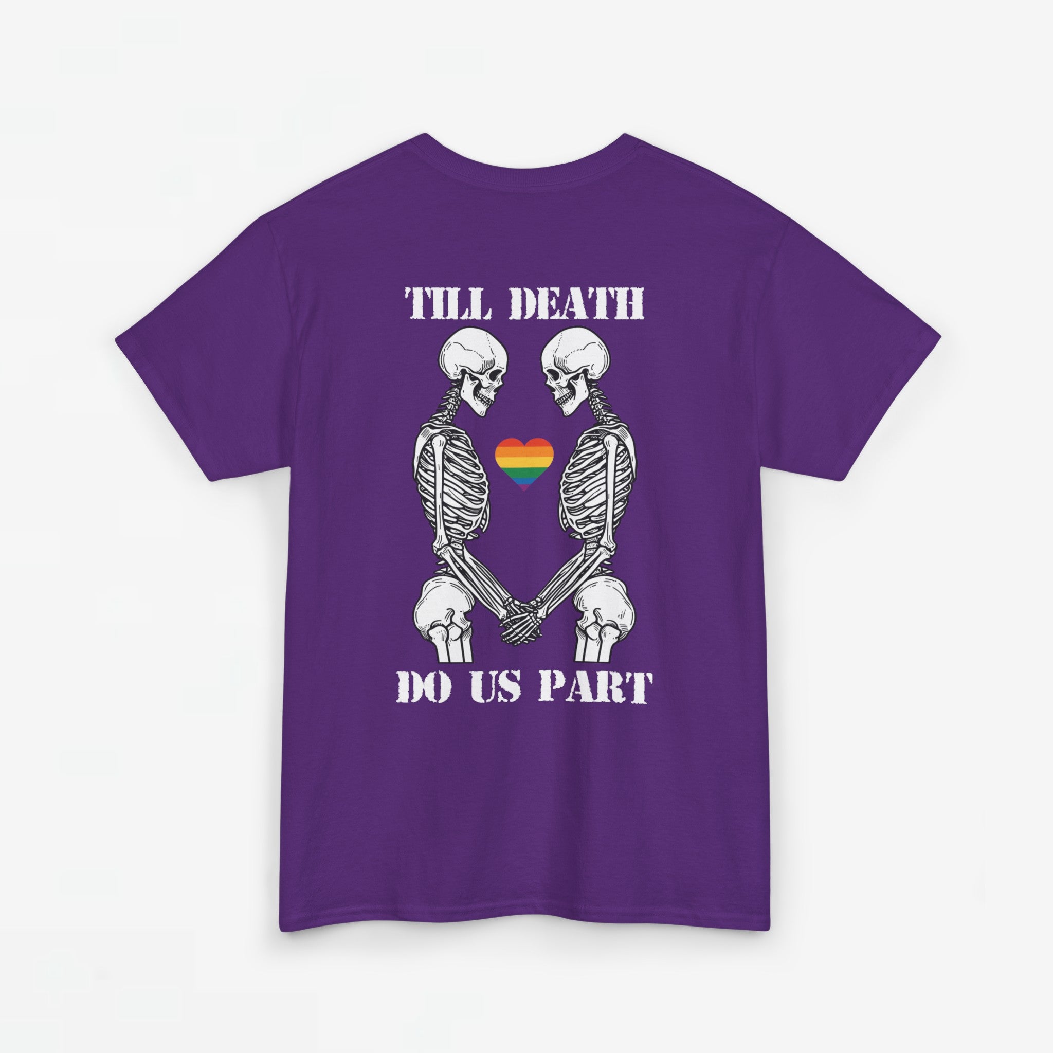 Gay Pride T-shirt - Skelet Echtpaar Till Death Do Us Part - Back Print - Oversized #74