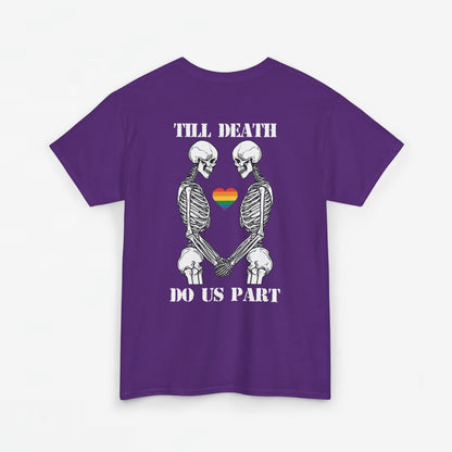 Gay Pride T-shirt - Skelet Echtpaar Till Death Do Us Part - Back Print - Oversized #74