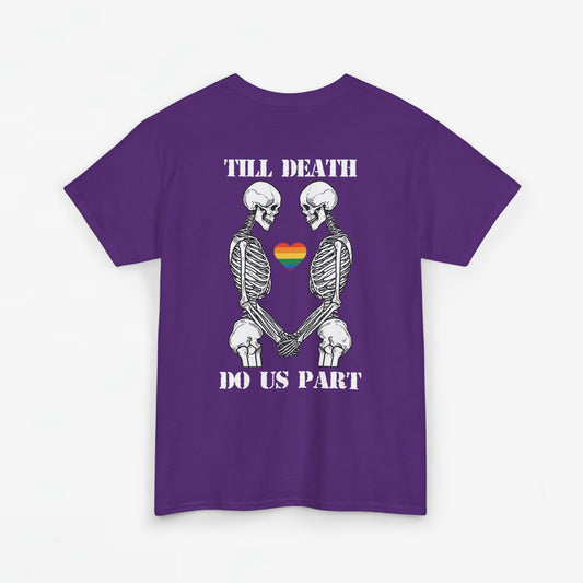 Gay Pride T-shirt - Skelet Echtpaar Till Death Do Us Part - Back Print - Oversized #74
