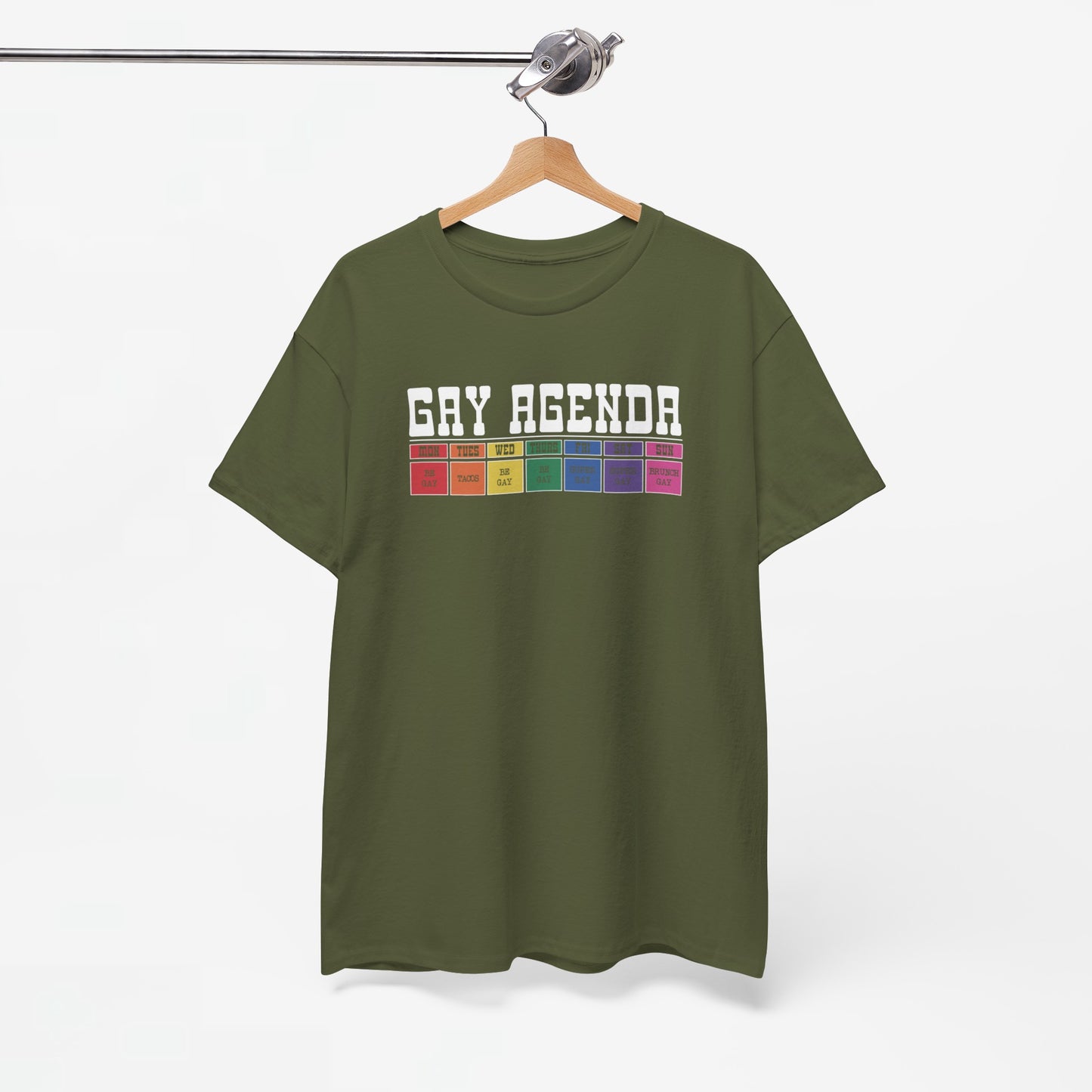 Gay Pride T-shirt - Gay Agenda (witte tekst) - Oversized #17