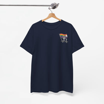 Gay Pride T-shirt - Skelet Pride Regenboog Flag - Back Print - Oversized #71