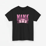 Zwart T-shirt met roze 'MAMA' opdruk en drie hondenfiguren