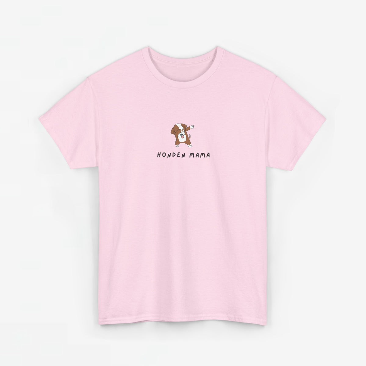 Roze oversized t-shirt met ronde hals en borstprint 'Honden mama'.