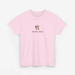 Roze oversized t-shirt met ronde hals en borstprint 'Honden mama'.