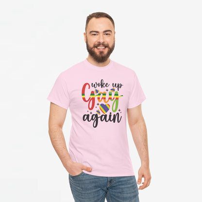 Gay Pride T-shirt - Woke Up Gay Again - Oversized #6