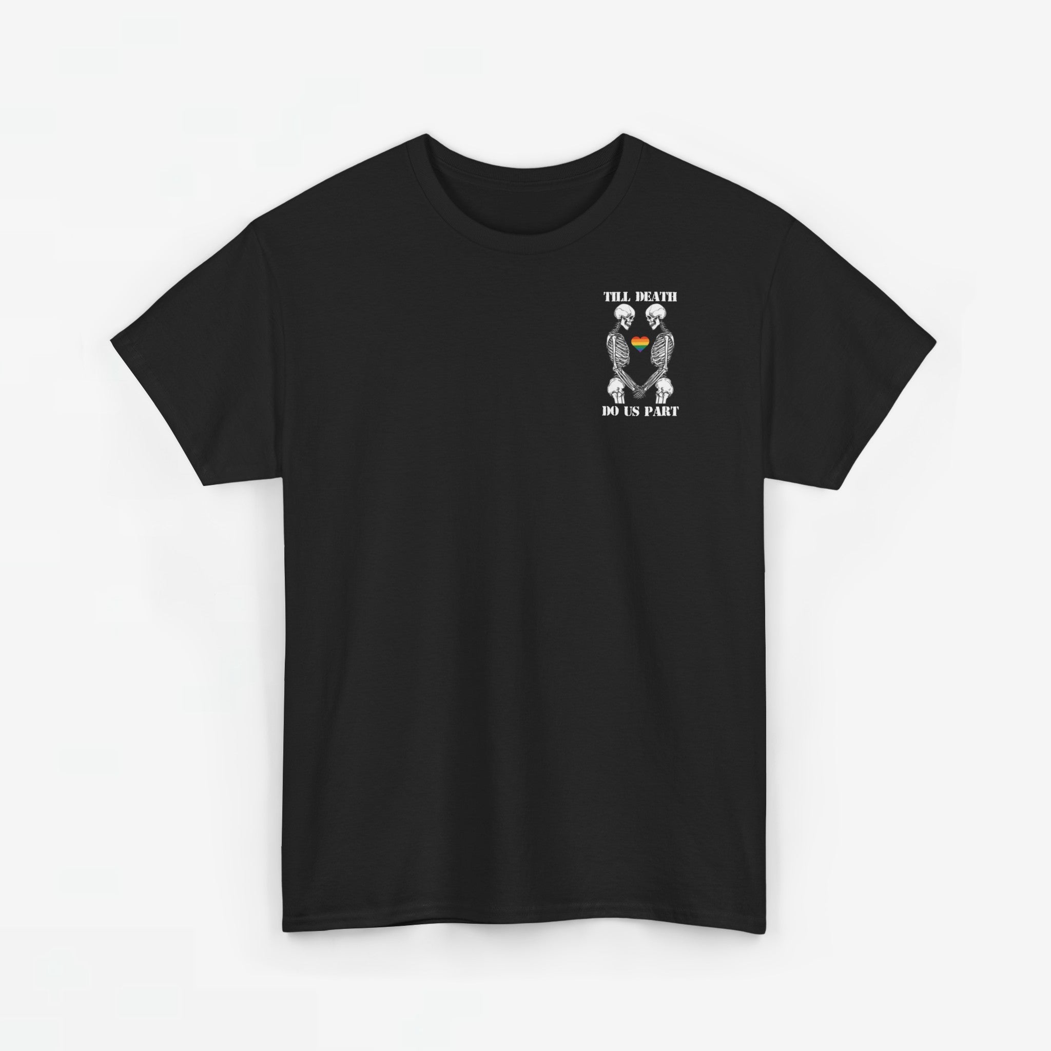 Gay Pride T-shirt - Skelet Echtpaar Till Death Do Us Part - Back Print - Oversized #74