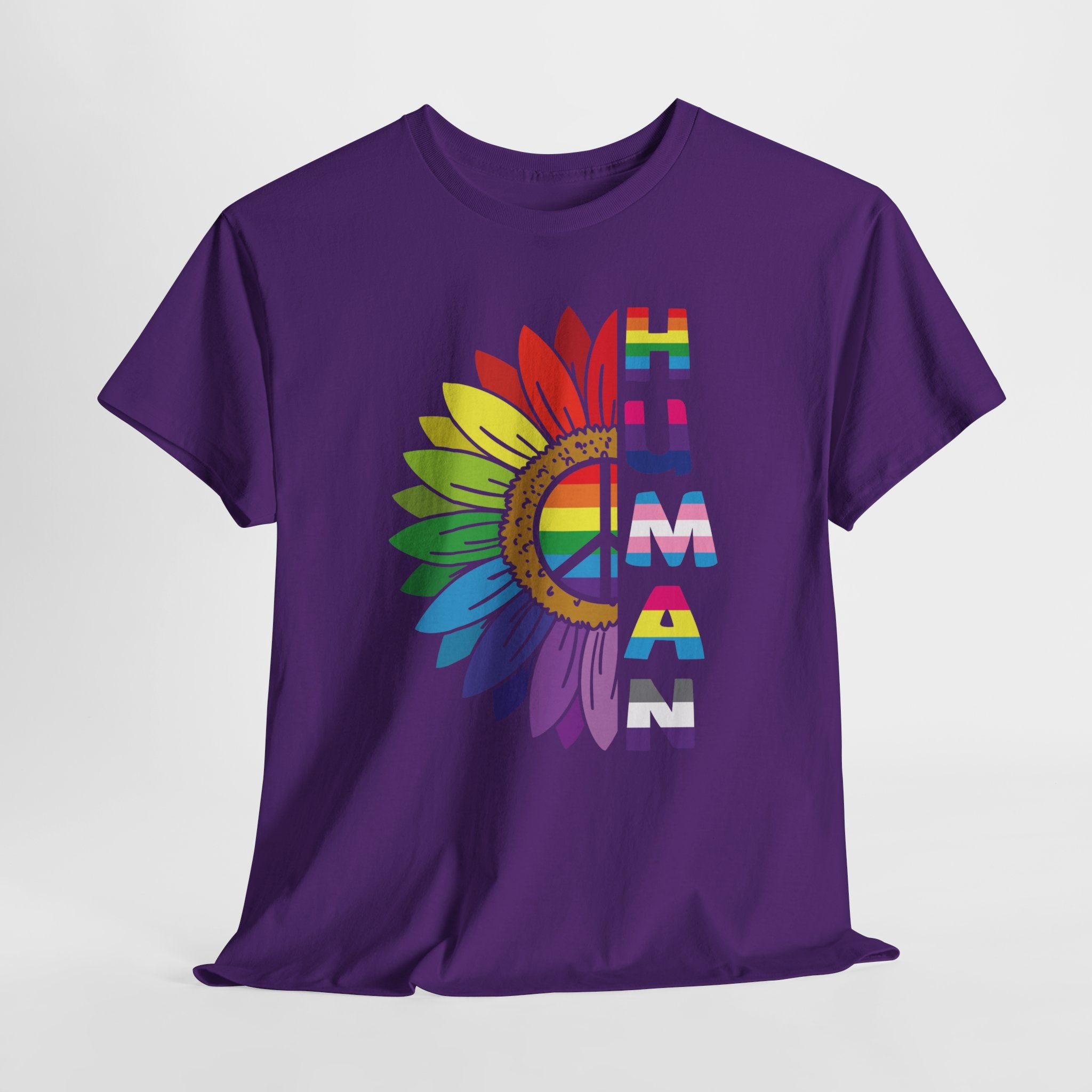 Gay Pride T-shirt - Regenboog Human (witte tekst) - Oversized #4