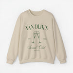 Beige sweatshirt met opdruk VAN DIJK'S Social Club en twee champagneglazen