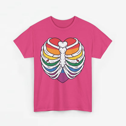 Gay Pride T-shirt - Skelet Regenbooghart - Oversized #67