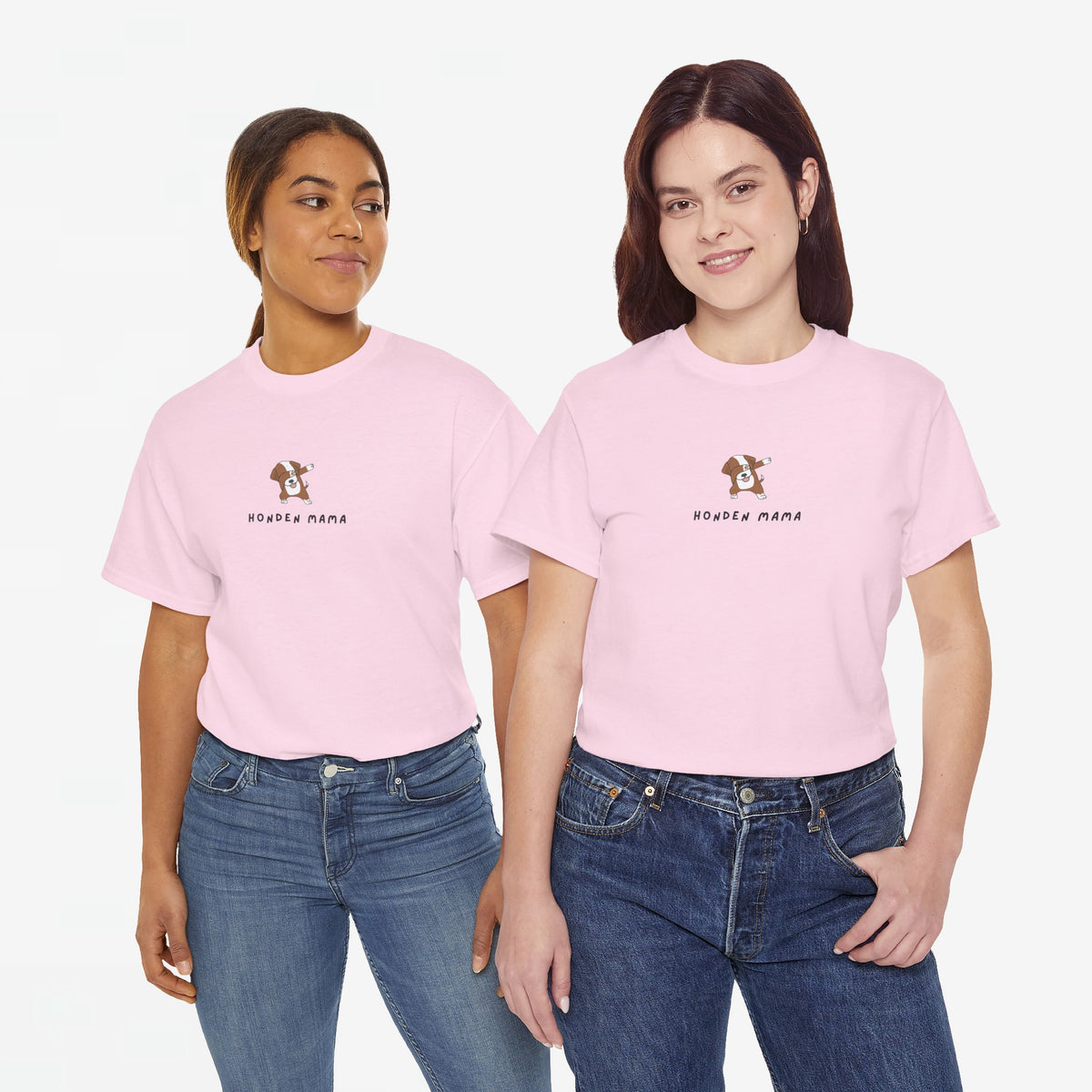 Roze oversized t-shirt met borstprint voor honden-mama, ronde hals en korte mouwen