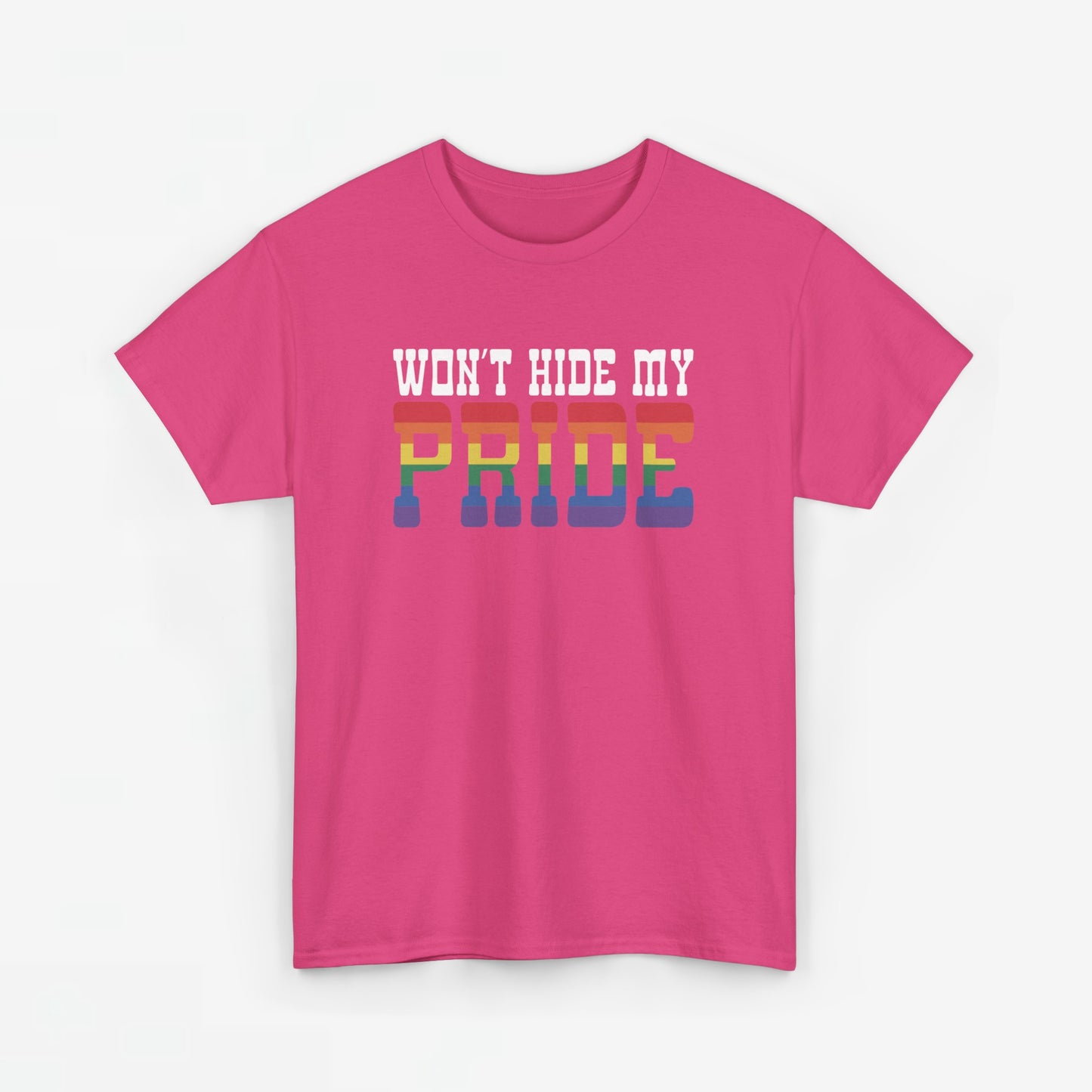 Gay Pride T-shirt - Won't Hide My Pride (witte tekst) - Oversized #26