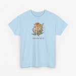 Lichtblauw T-shirt met bloemenboeketprint op de borst
