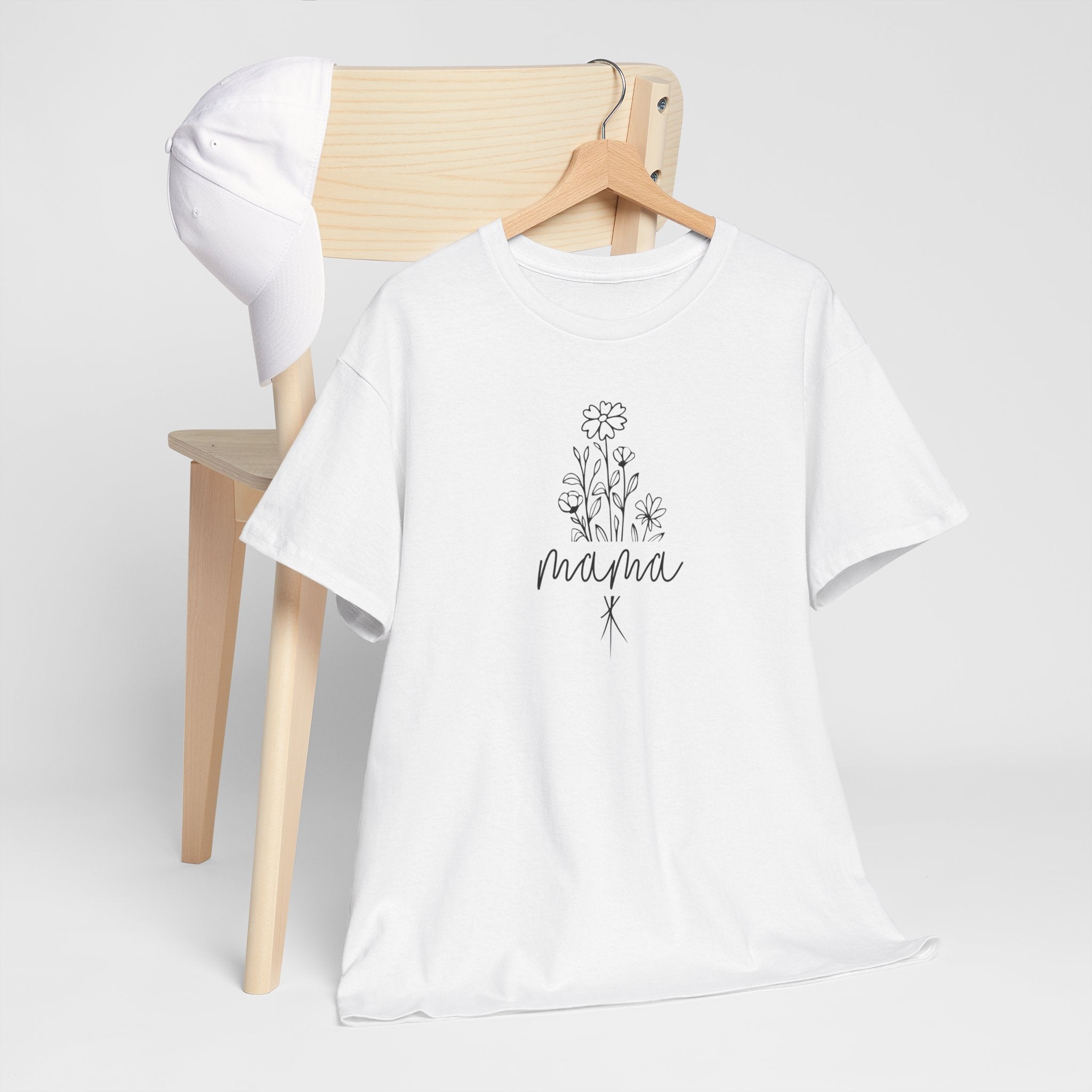 Moederdag Mama Cadeau - T-shirt - Line Art Bloem - Oversized - #23