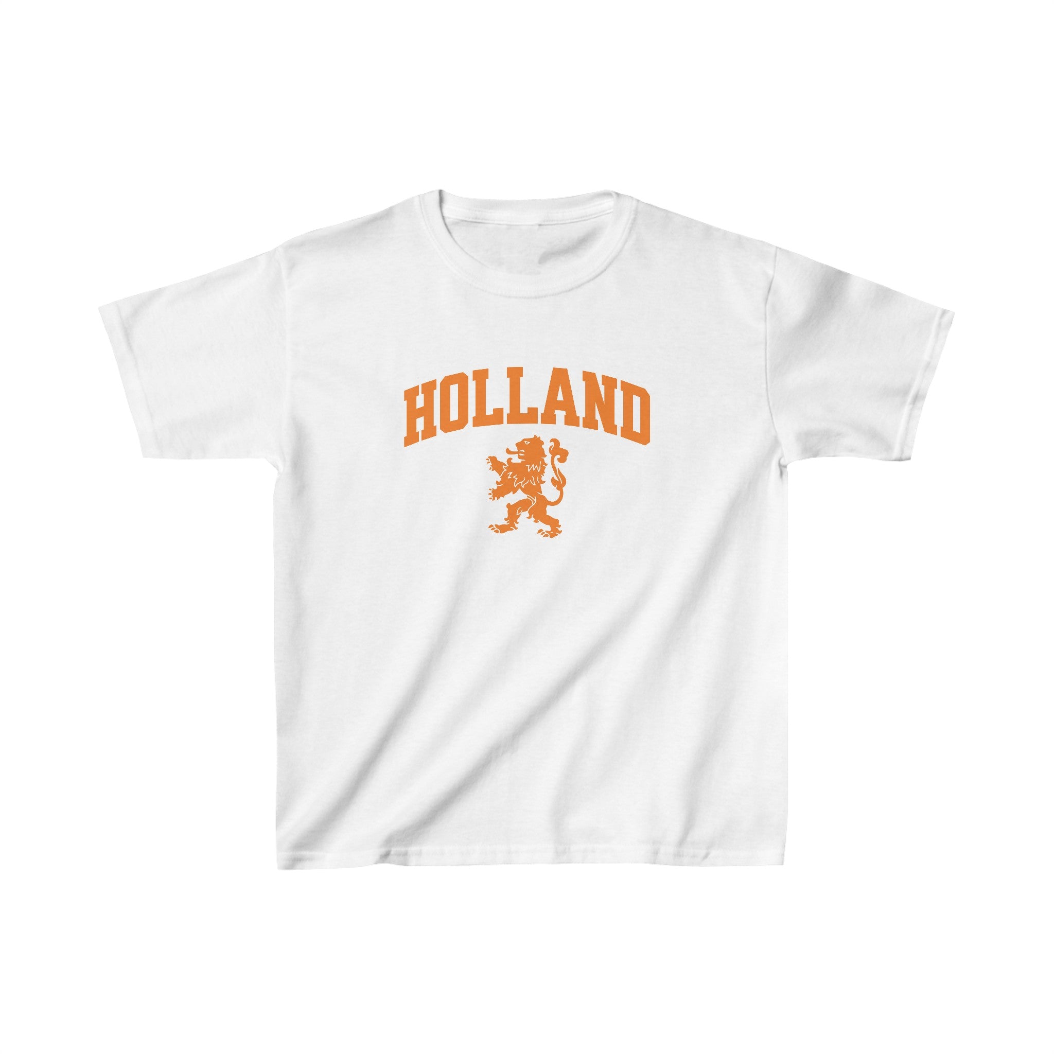 Oranje Cropped T-shirt voor Dames- Holland met Leeuw
