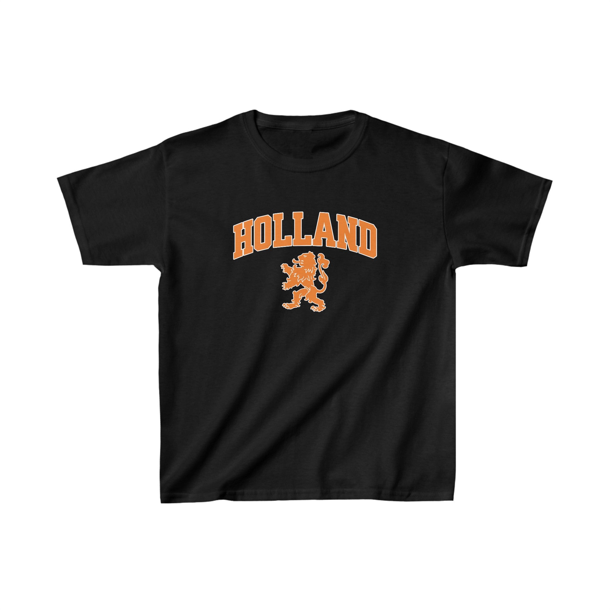Oranje Cropped T-shirt voor Dames- Holland met Leeuw