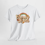 Oversized witte t-shirt met Groovy Mama regenboogprint en bloemen op de borst