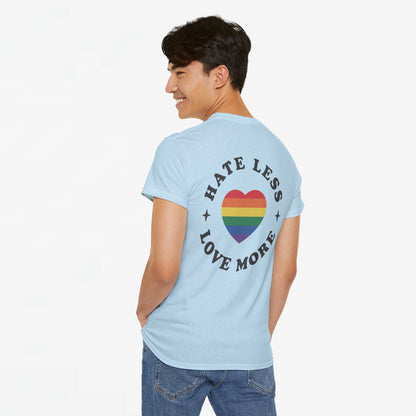 Gay Pride T-shirt - Hate Less Love More - Back Print - Oversized #13