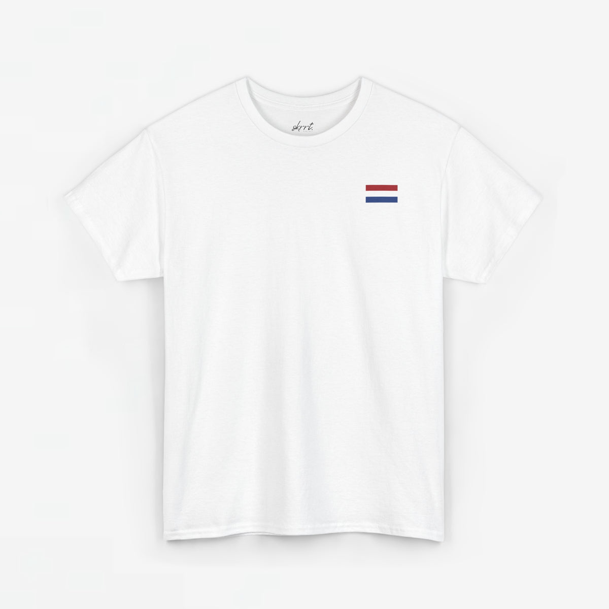 Witte oversized T-shirt met kleine Nederlandse vlagprint voorop