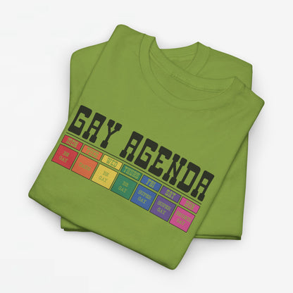 Gay Pride T-shirt - Gay Agenda (zwarte tekst) - Oversized #18