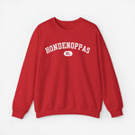 rode sweater met HONDENOPPAS NL-print en ronde hals