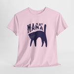Roze oversized T-shirt met borstprint 'KAT MAMA' en zwarte kat met gele ogen