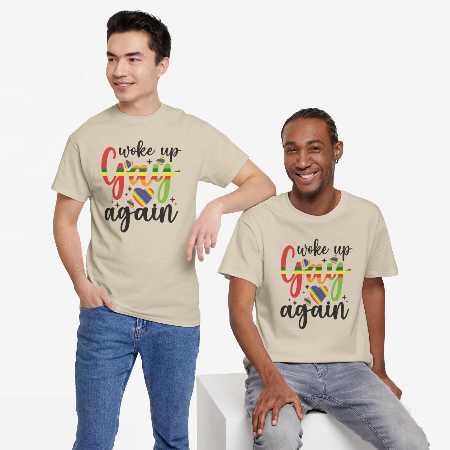 Gay Pride T-shirt - Woke Up Gay Again - Oversized #6