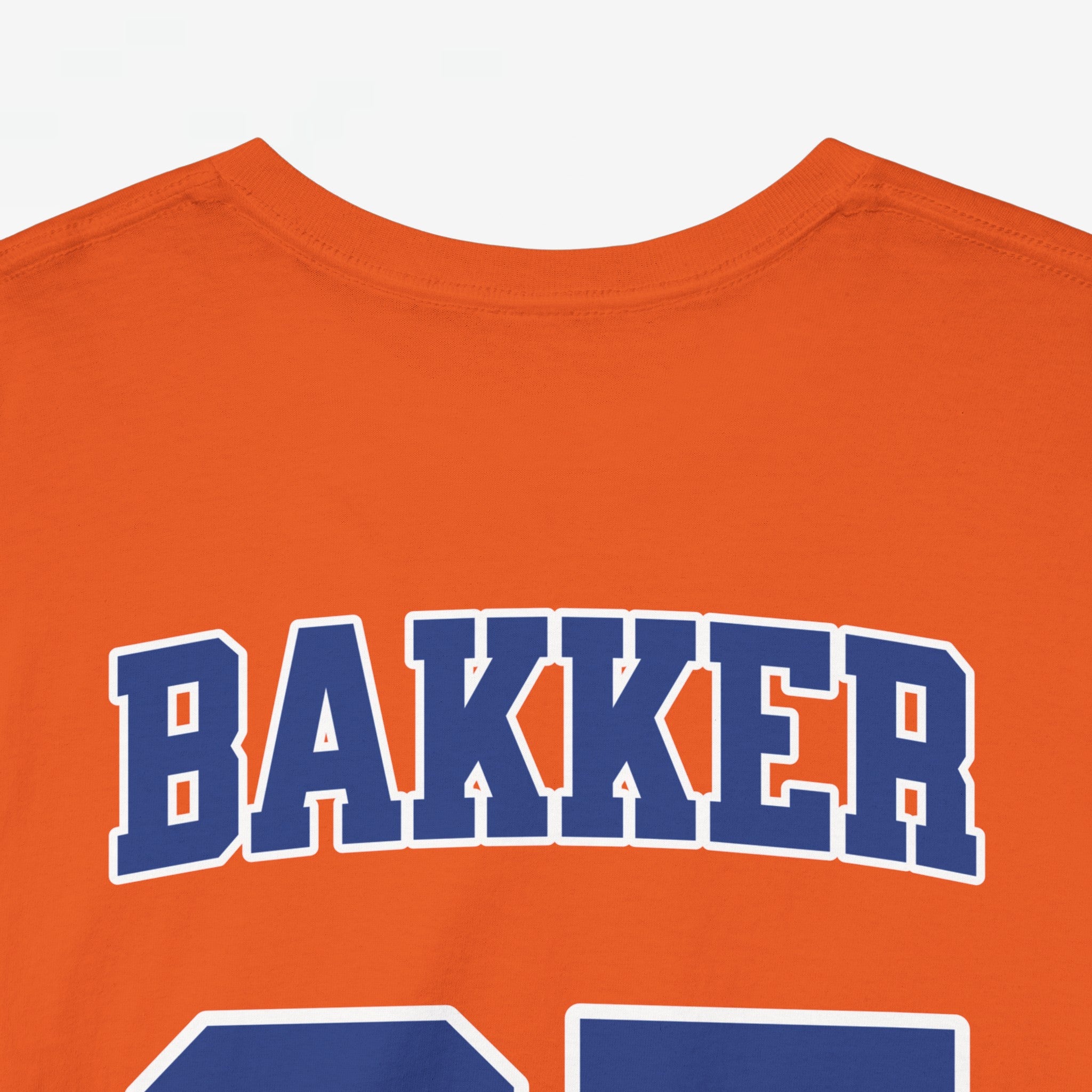 Oranje T-shirt voor EK, WK en Koningsdag - Personaliseer met Naam & Rugnummer - HOLLAND met Leeuw (blauwe tekst)