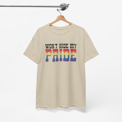 Gay Pride T-shirt - Won't Hide My Pride (zwarte tekst) - Oversized #27