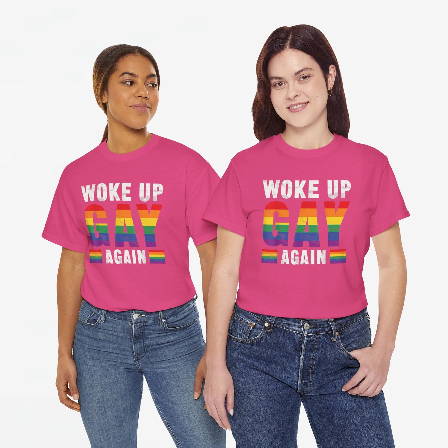 Gay Pride T-shirt - Woke Up Gay Again - Oversized #44