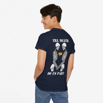 Gay Pride T-shirt - Skelet Echtpaar Till Death Do Us Part - Back Print - Oversized #74